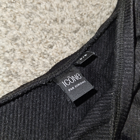 SIMONS Black Ribbed One-Shoulder Top - Picture 2 of 3